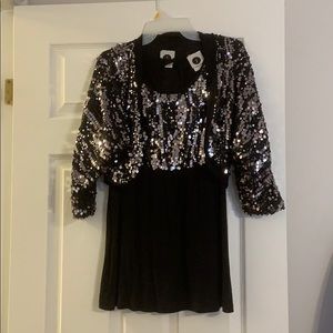 Dressy sequence and kitted top and bolero jacket